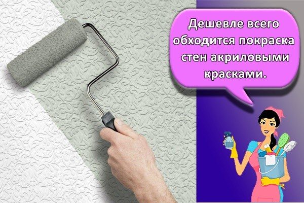 Дешевле всего обходится покраска стен акриловыми красками.